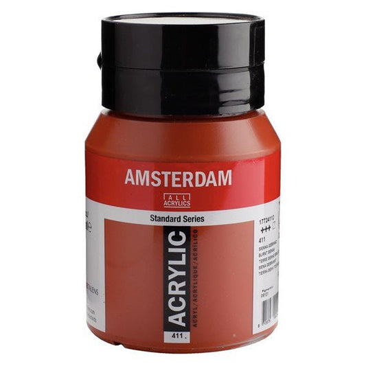 Amsterdam Acrylic 500ml 411 Burnt Sienna - theartshop.com.au