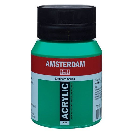 Amsterdam Acrylic 500ml 619 Permanent Green Deep - theartshop.com.au