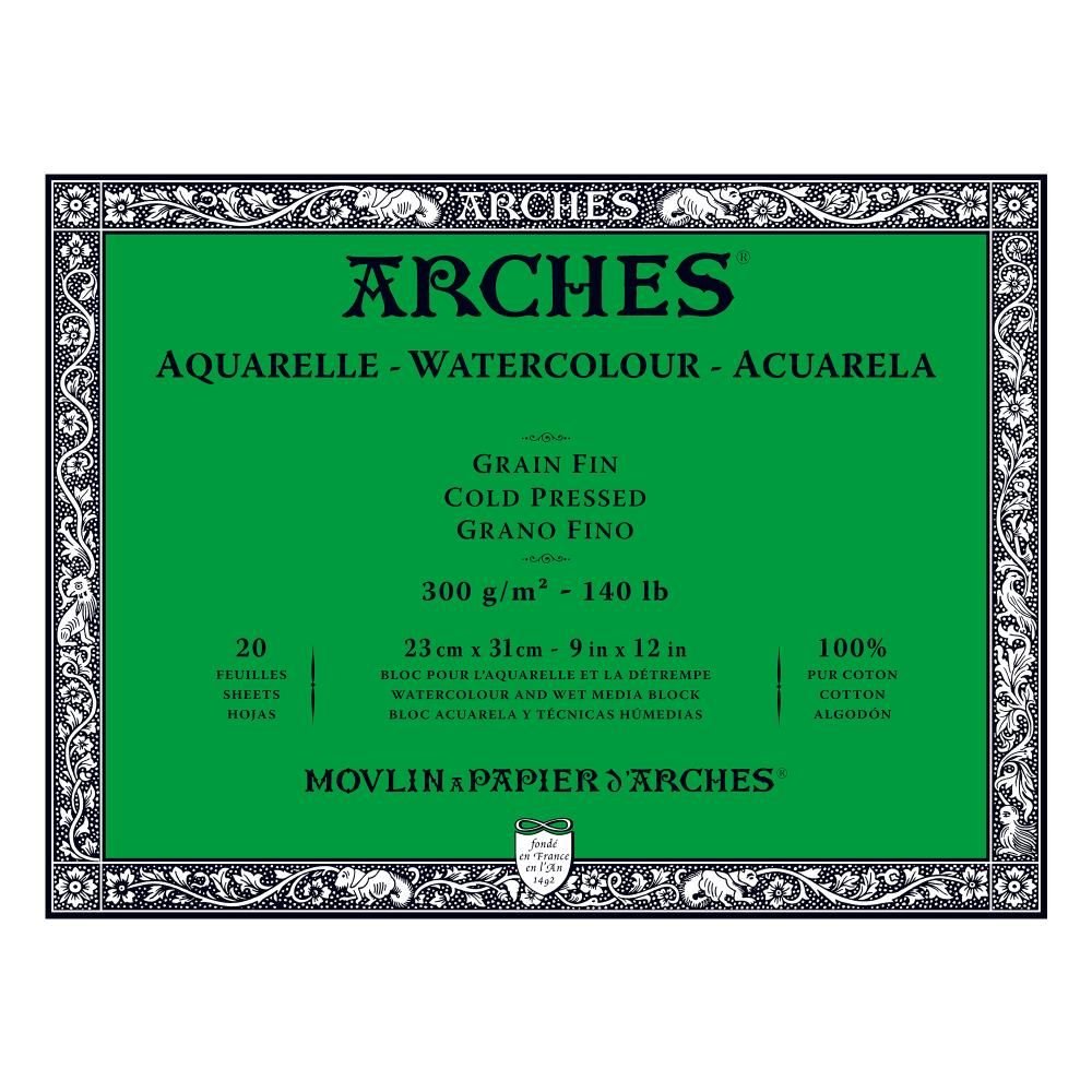 Arches Watercolour Blocks Medium CP 20 Sheets 230 x 310mm 300gsm - theartshop.com.au