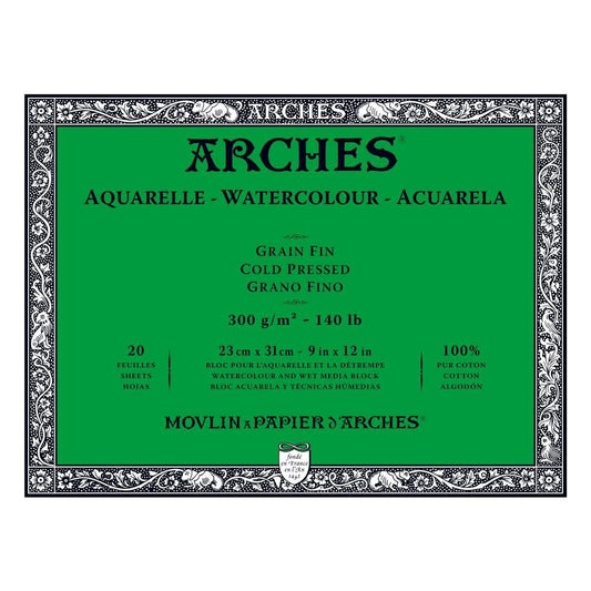 Arches Watercolour Blocks Medium CP 20 Sheets 230 x 310mm 300gsm - theartshop.com.au