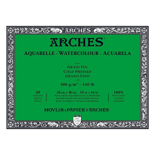 Arches Watercolour Blocks Medium CP 20 Sheets 260 x 360mm 300gsm - theartshop.com.au