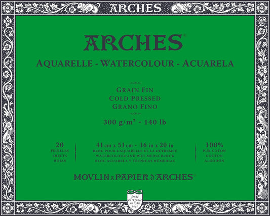 Arches Watercolour Blocks Medium CP 20 Sheets 41 x 51cm 300gsm - theartshop.com.au