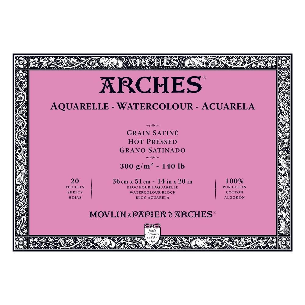 Arches Watercolour Blocks Smooth HP 20 Sheets 360 x 510mm 300gsm - theartshop.com.au