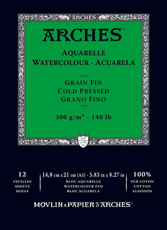 Arches Watercolour Pad Medium CP, 12 Sheets A5 300gsm - theartshop.com.au