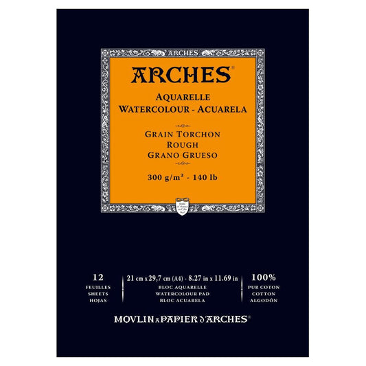 Arches Watercolour Pad Rough, 12 Sheets A4 300gsm - theartshop.com.au