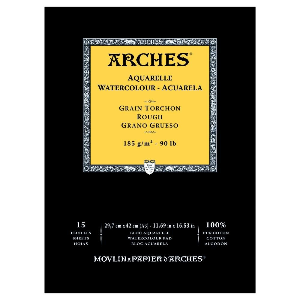 Arches Watercolour Pad Rough, 15 Sheets A3 185gsm - theartshop.com.au