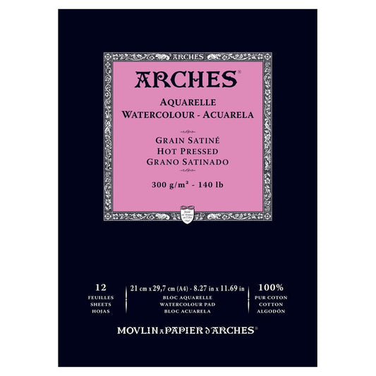 Arches Watercolour Pad Smooth HP, 12 Sheets A4 300gsm - theartshop.com.au