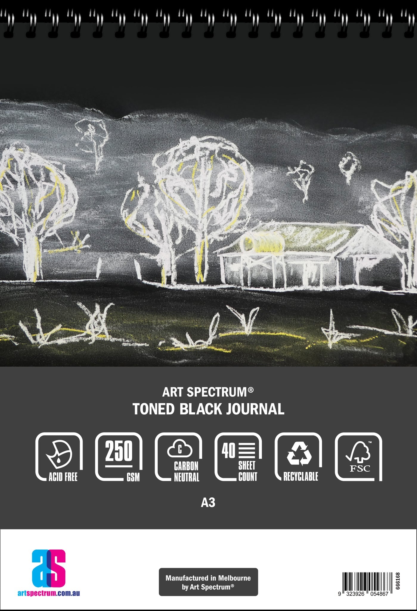 Art Spectrum Toned Journal 40 Sheet 250gsm A3 Black - theartshop.com.au