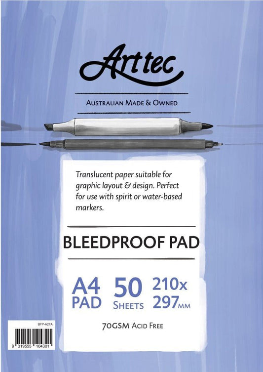 Arttec Bleedproof Pad 70gsm A4 - theartshop.com.au