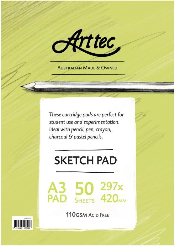 Arttec Cartridge Sketch Pad 110gsm A3 - theartshop.com.au