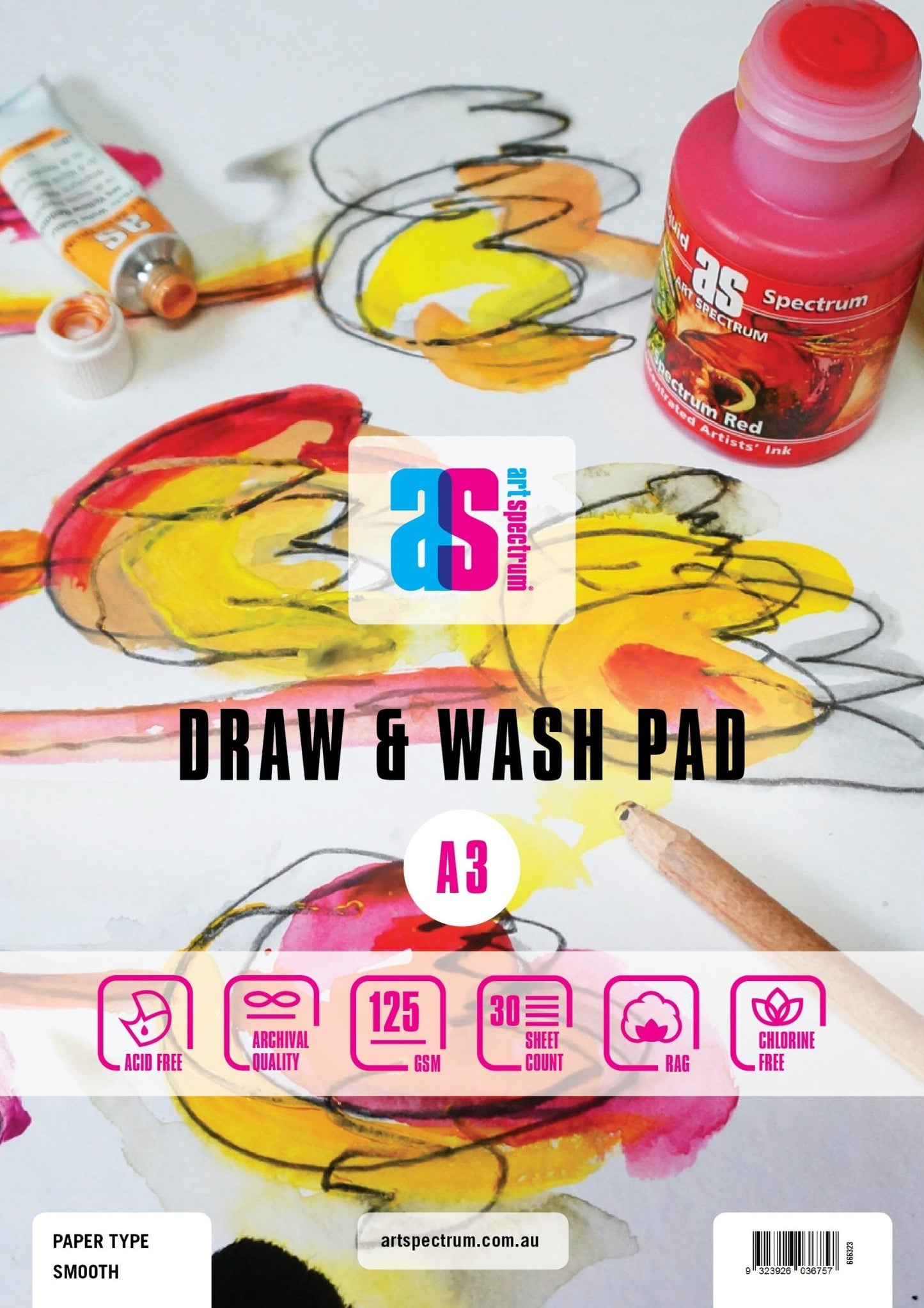 AS Draw & Wash Pad 125gsm A3 30 Sheet Smooth - theartshop.com.au