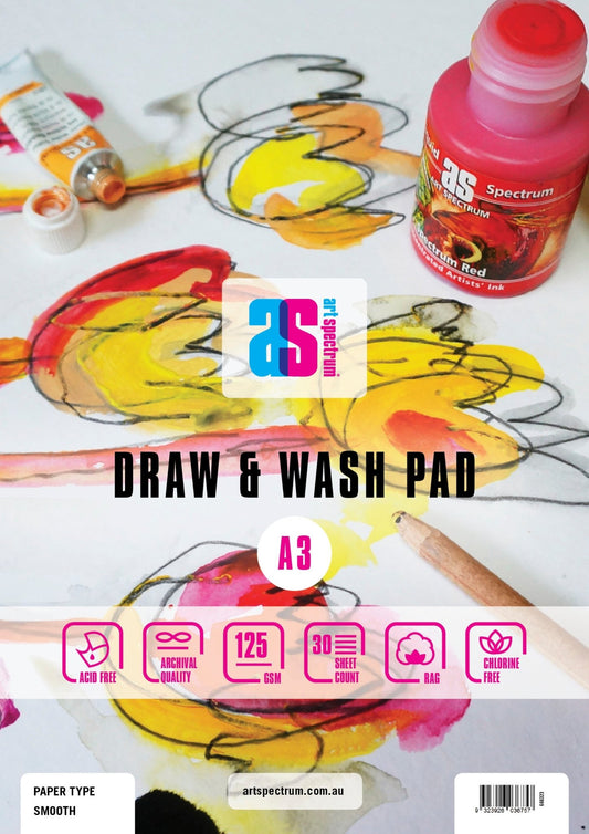AS Draw & Wash Pad 125gsm A3 30 Sheet Smooth - theartshop.com.au