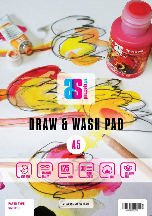 AS Draw & Wash Pad 125gsm A5 30 Sheet Smooth - theartshop.com.au