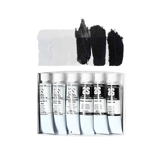 AS Oil Set 6 x 40ml - Blacks & Whites - theartshop.com.au
