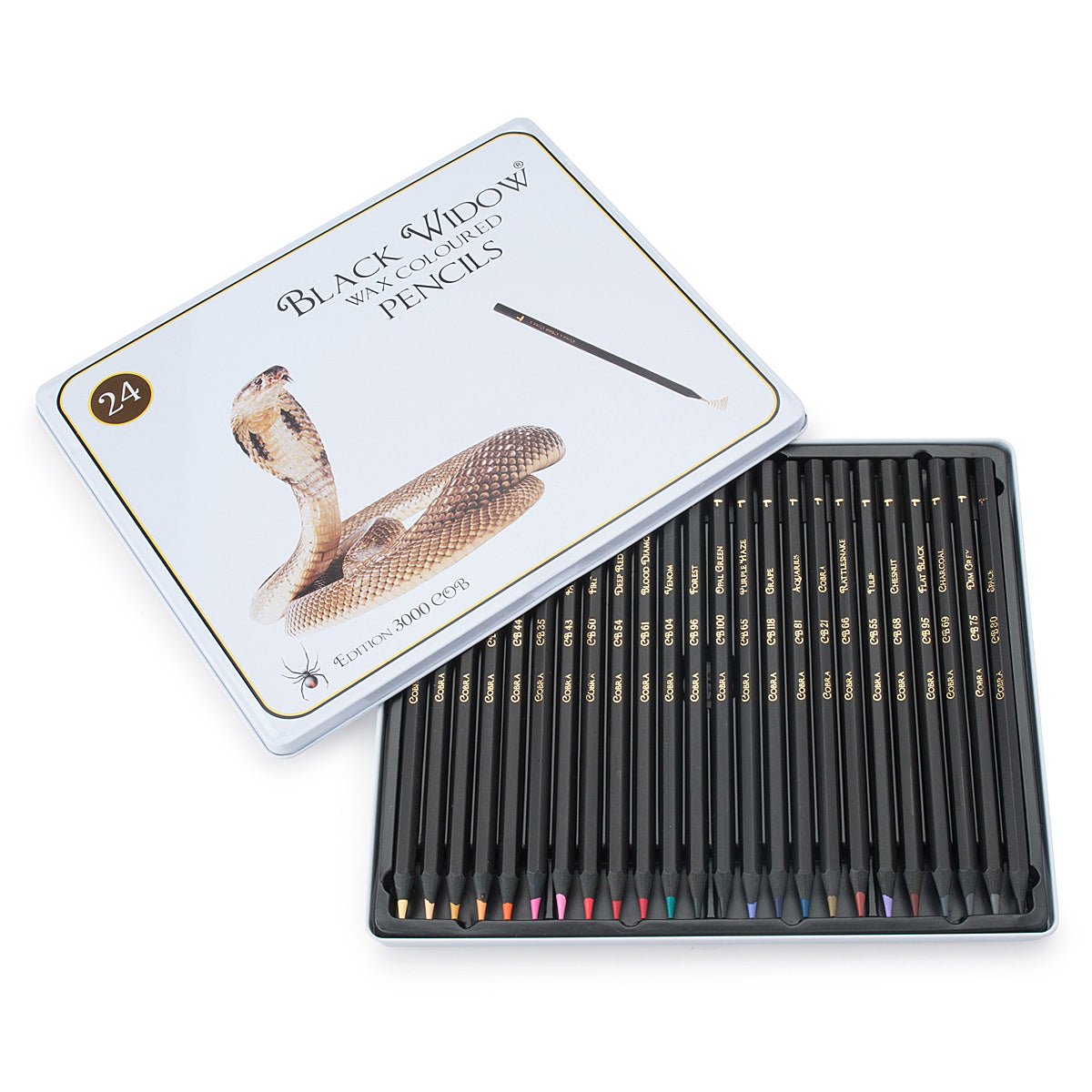 Black Widow Pencils Tin 24 Cobra - theartshop.com.au