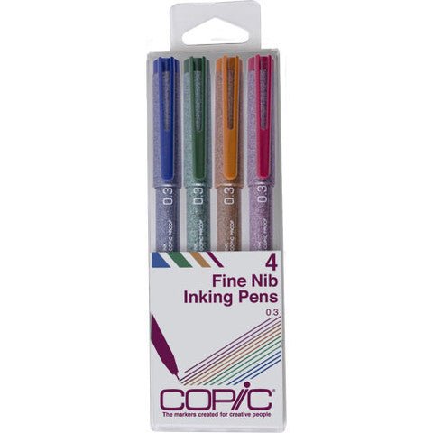 Copic Multiliner Set 4 0.3mm Cobalt, Olive, Sepia & Wine - theartshop.com.au