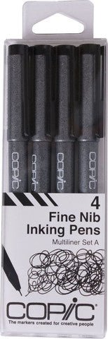 Copic Multiliner Set 4 Black 0.03, 0.05, 0.1, 0.3mm - theartshop.com.au