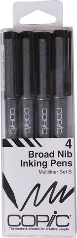Copic Multiliner Set 4 Black 0.5, 0.8, BS, BM - theartshop.com.au