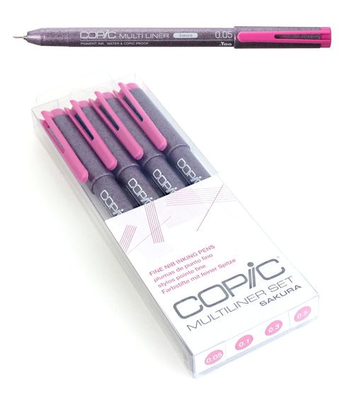 Copic Multiliner Set 4 Sakura Pink 0.05, 0.1, 0.3, 0.5mm - theartshop.com.au