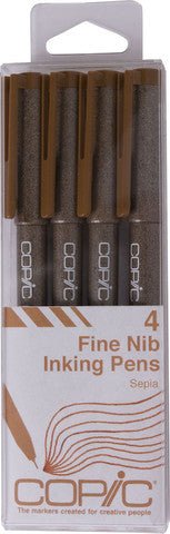 Copic Multiliner Set 4 Sepia 0.05, 0.1, 0.3, 0.5mm - theartshop.com.au