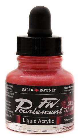Daler FW Pearlescent Ink 29.5ml 123 Volcano Red - theartshop.com.au