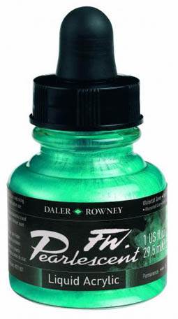 Daler FW Pearlescent Ink 29.5ml 124 Waterfall Green - theartshop.com.au
