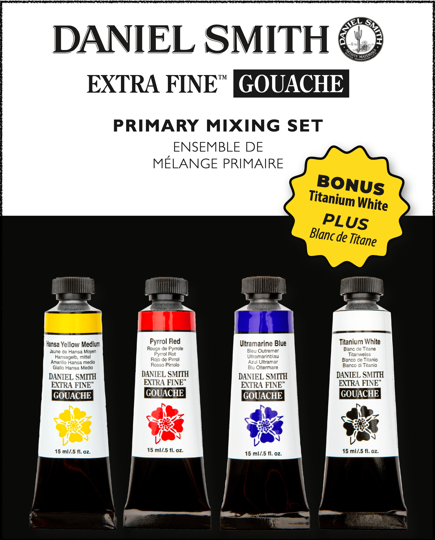 Daniel Smith Gouache Primary Mixing Set 4 x 15ml - theartshop.com.au