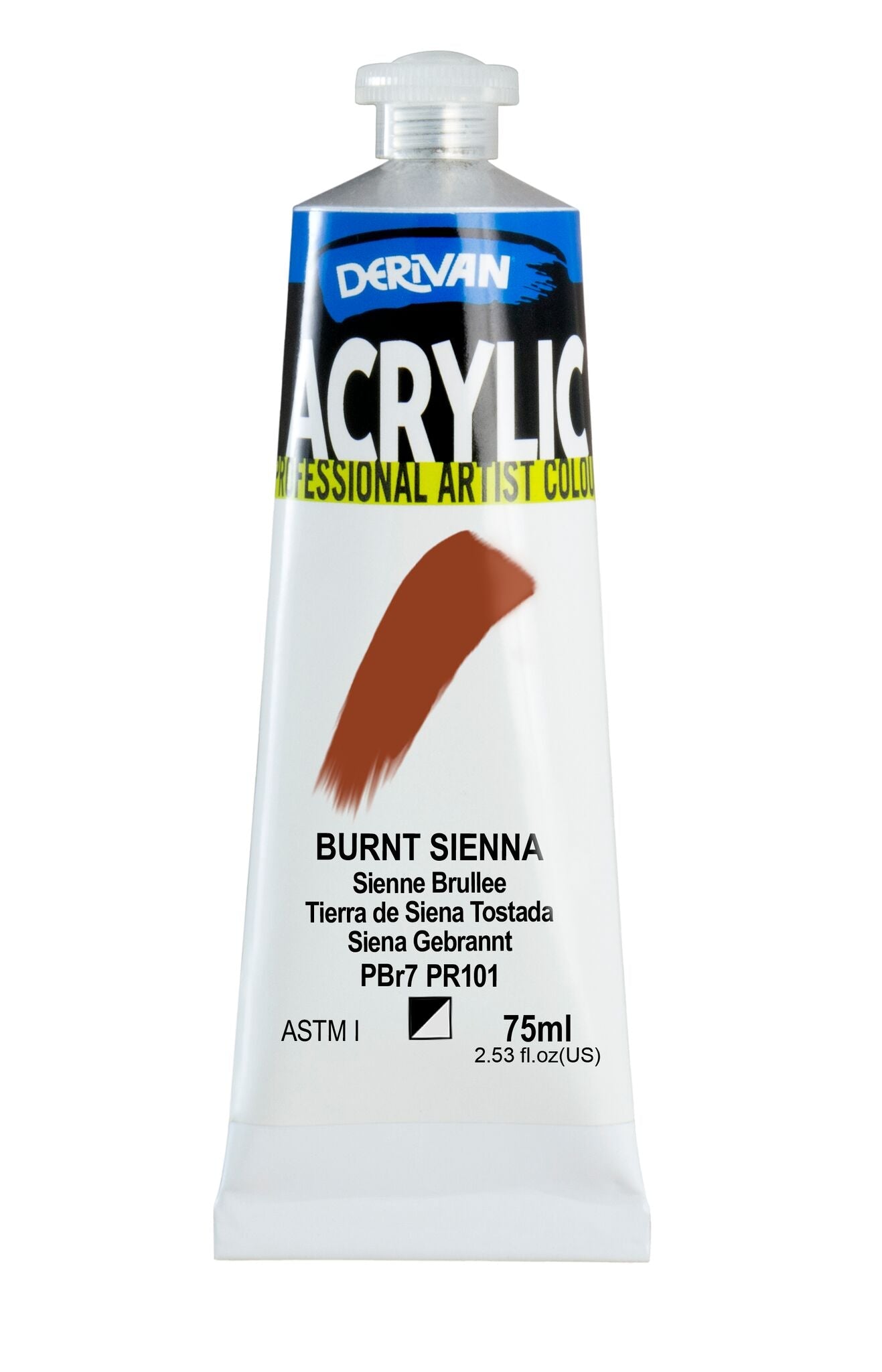 Derivan Artists Acrylic 75ml Burnt Sienna - theartshop.com.au