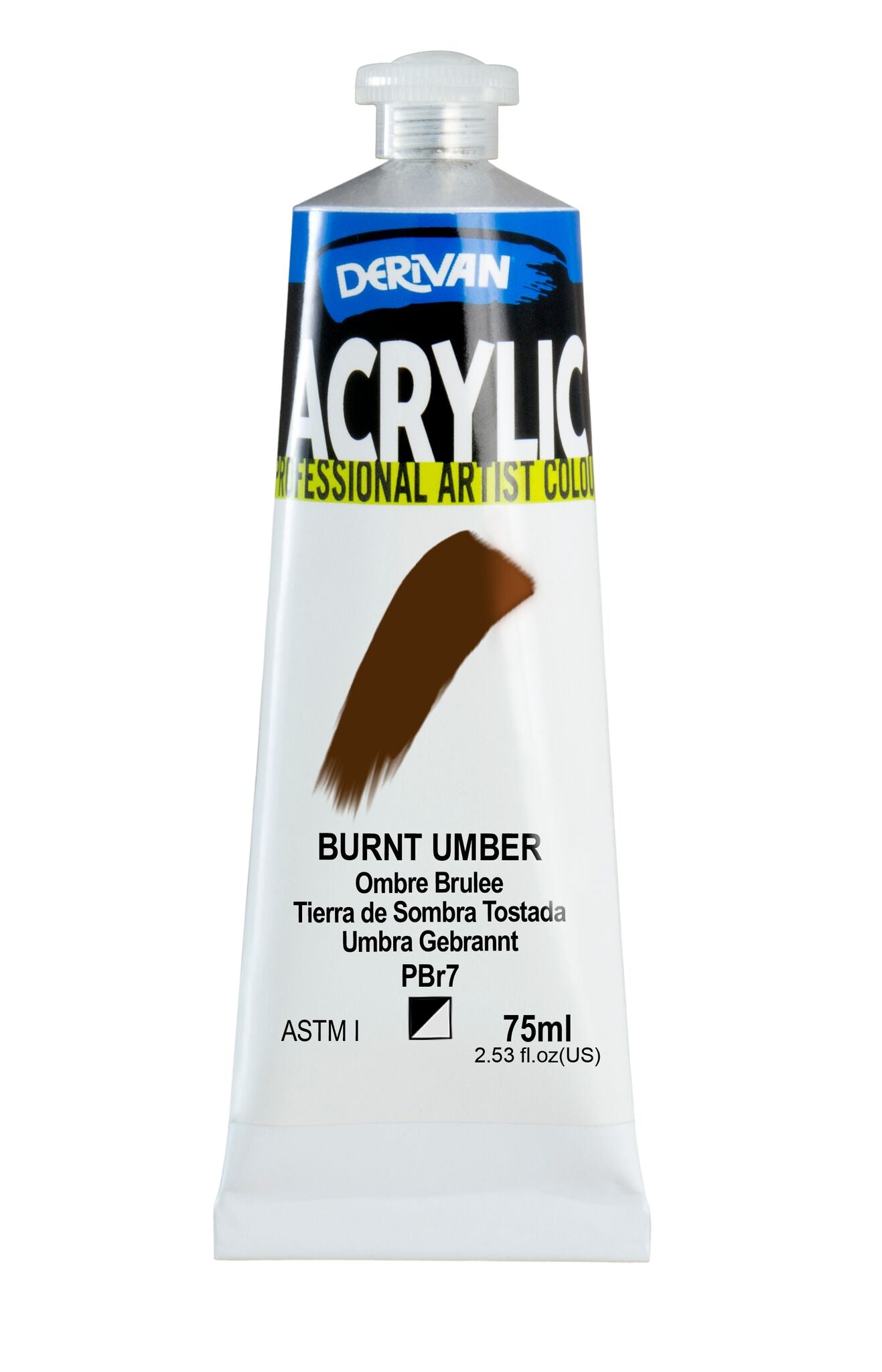 Derivan Artists Acrylic 75ml Burnt Umber - theartshop.com.au