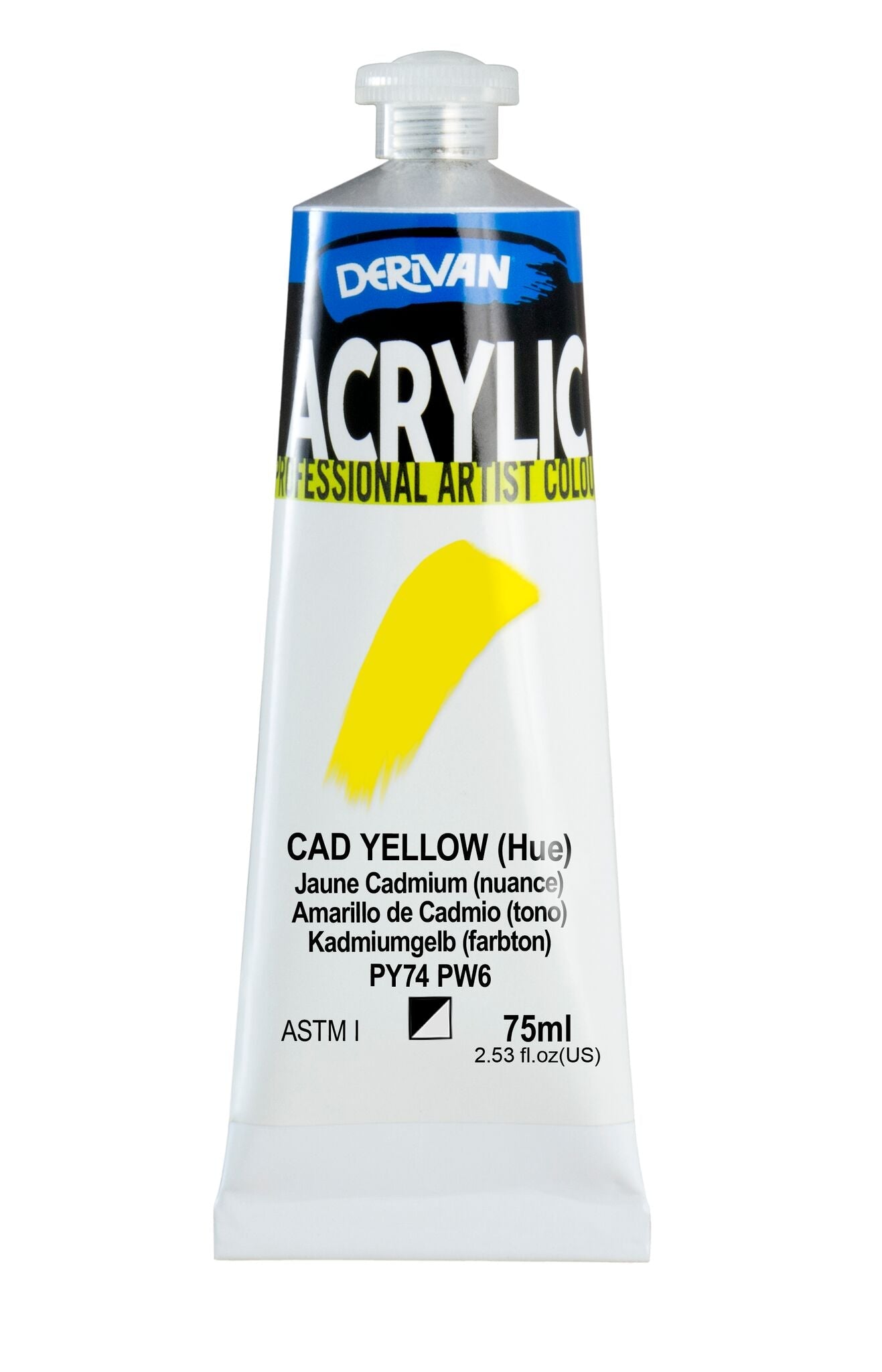 Derivan Artists Acrylic 75ml Cad Yellow Hue - theartshop.com.au