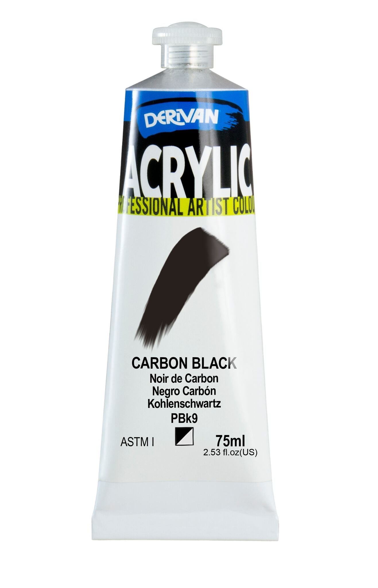 Derivan Artists Acrylic 75ml Carbon Black - theartshop.com.au