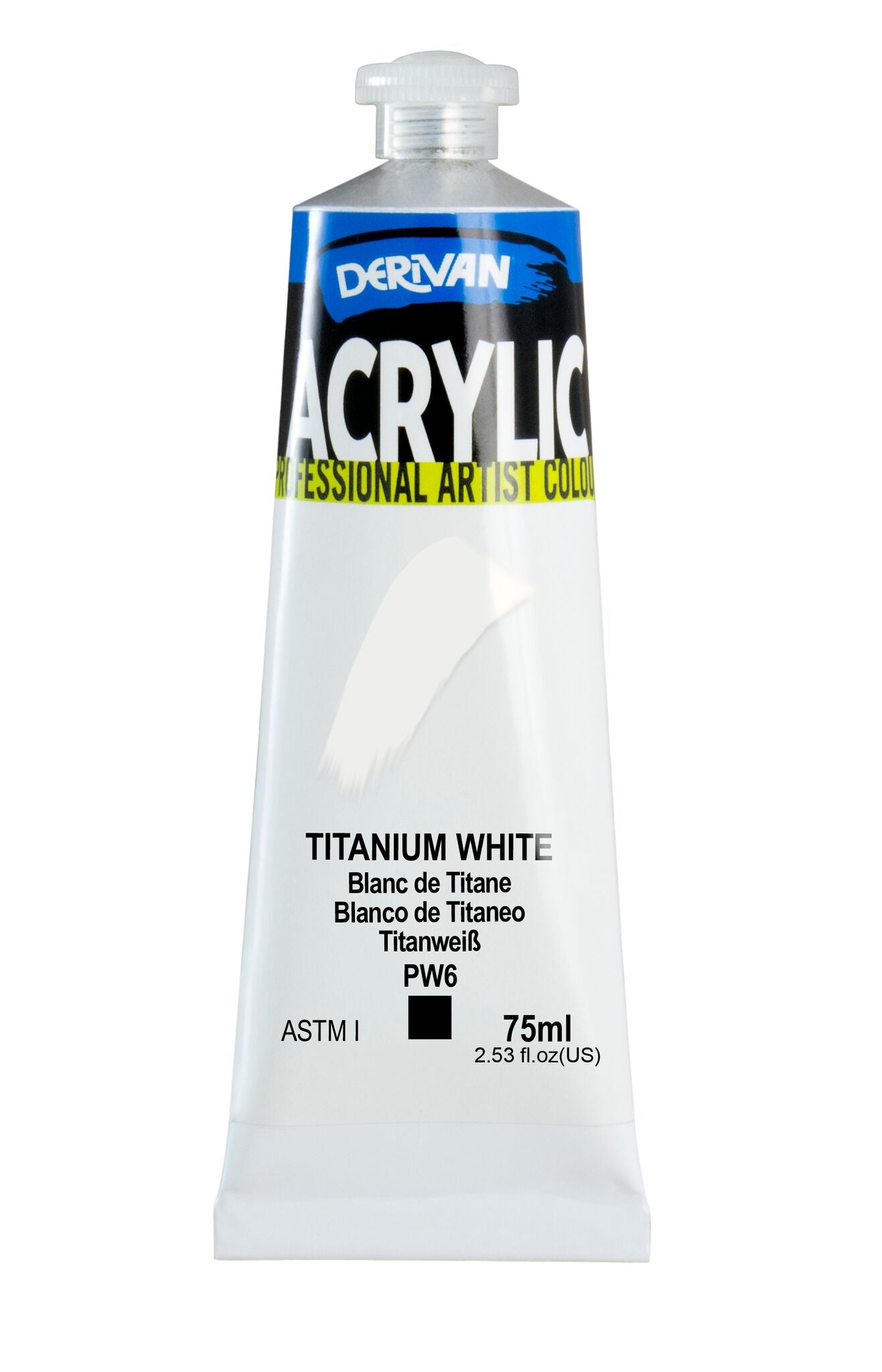 Derivan Artists Acrylic 75ml Titanium White - theartshop.com.au