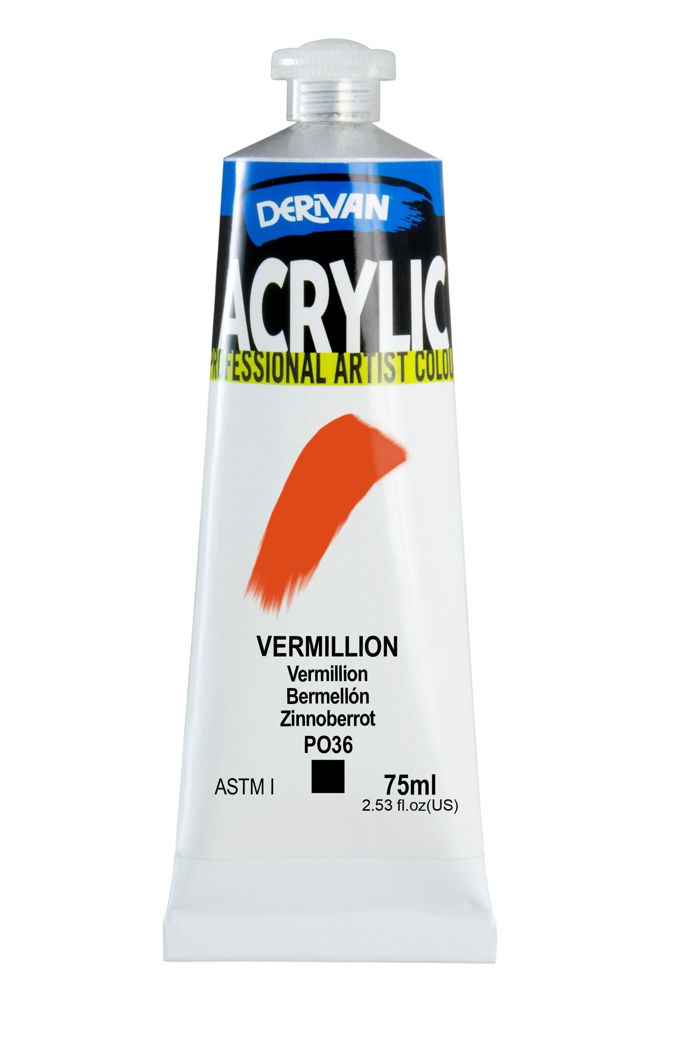 Derivan Artists Acrylic 75ml Vermilion - theartshop.com.au