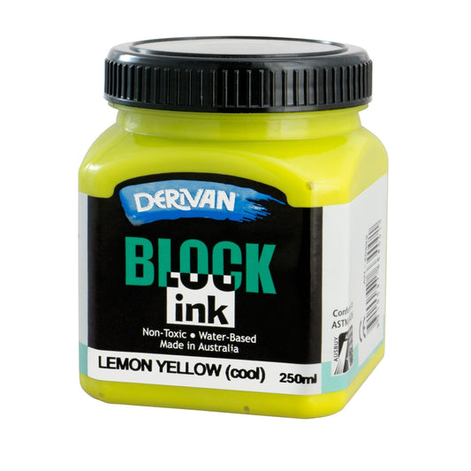 Derivan Block Printing Ink 250ml Lemon Yellow (Cool) - theartshop.com.au