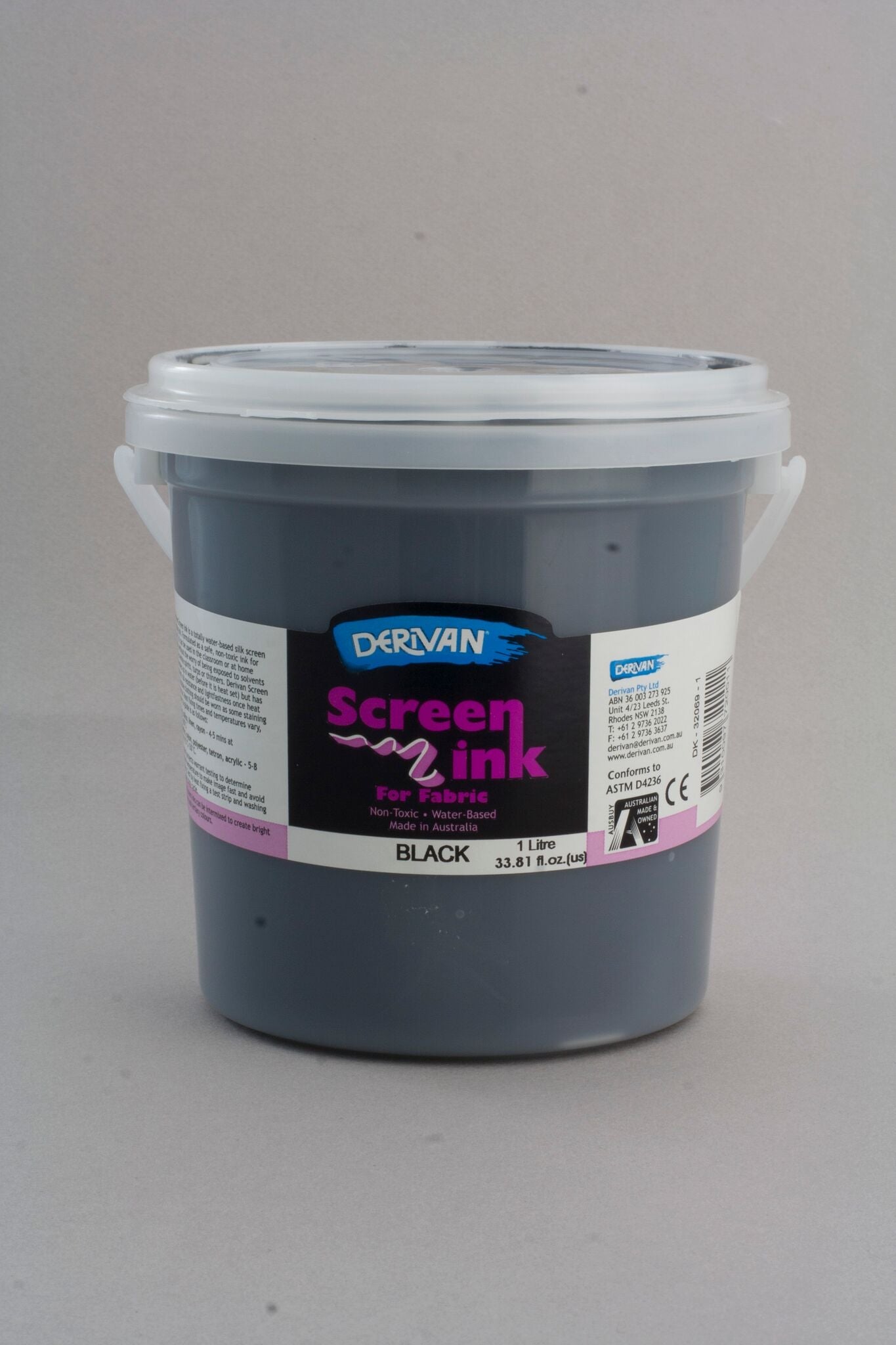 Derivan Screen Ink 1 Litre Black - theartshop.com.au