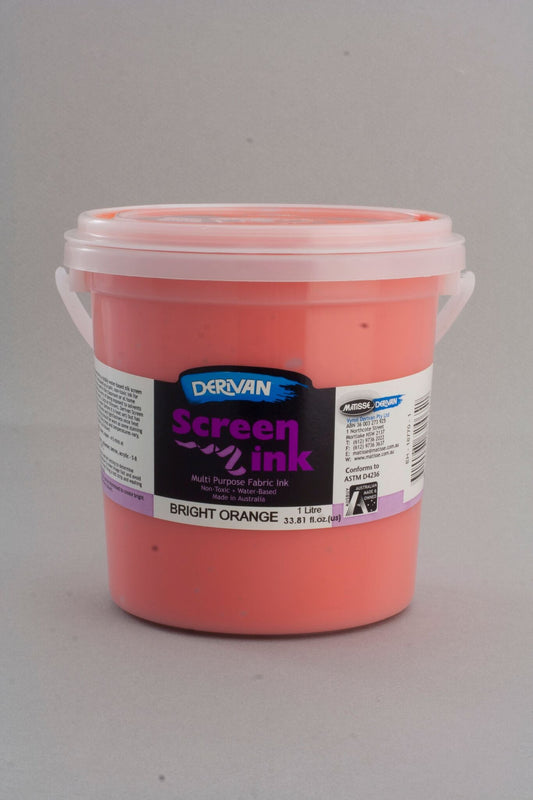 Derivan Screen Ink 1 Litre Bright Orange - theartshop.com.au