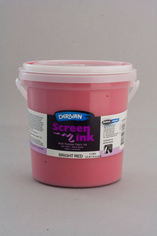 Derivan Screen Ink 1 Litre Bright Red - theartshop.com.au