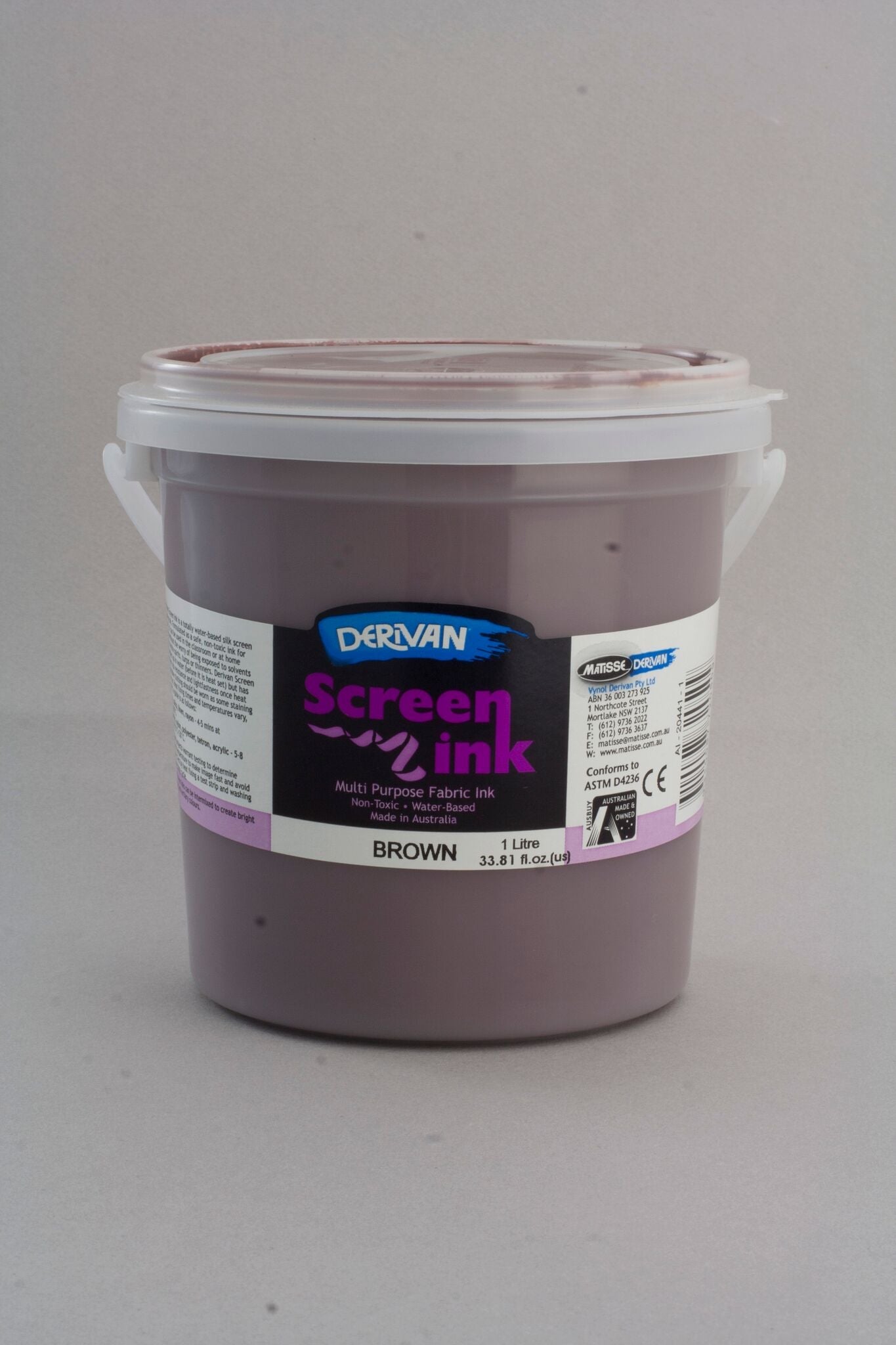 Derivan Screen Ink 1 Litre Brown - theartshop.com.au