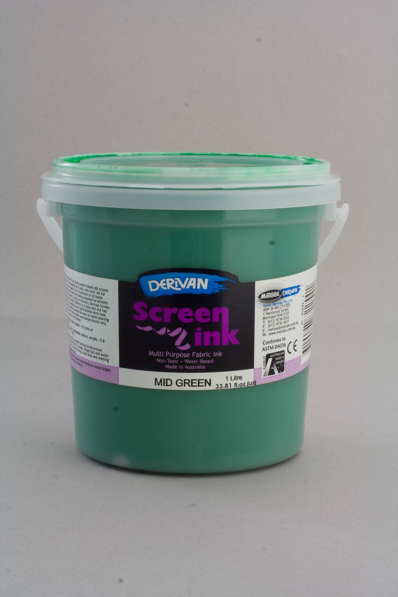 Derivan Screen Ink 1 Litre Mid Green - theartshop.com.au