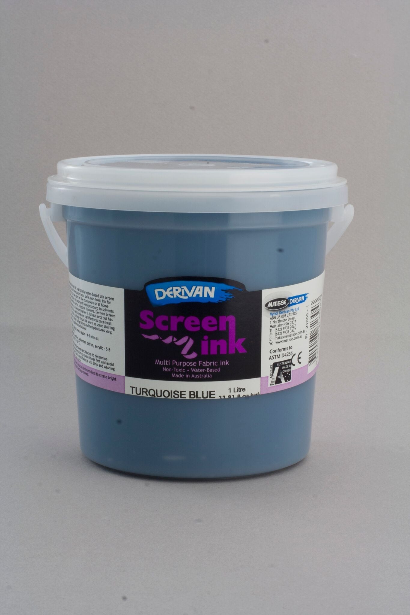 Derivan Screen Ink 1 Litre Turquoise - theartshop.com.au