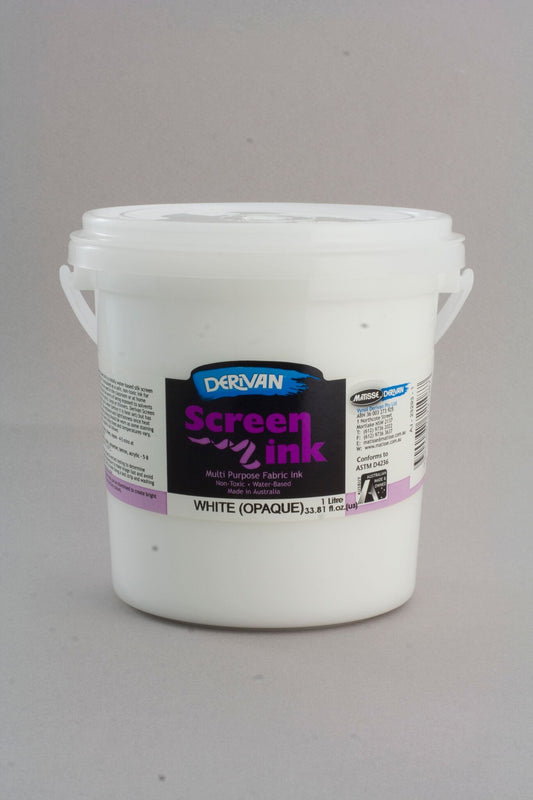 Derivan Screen Ink 1 Litre White (Opaque) - theartshop.com.au