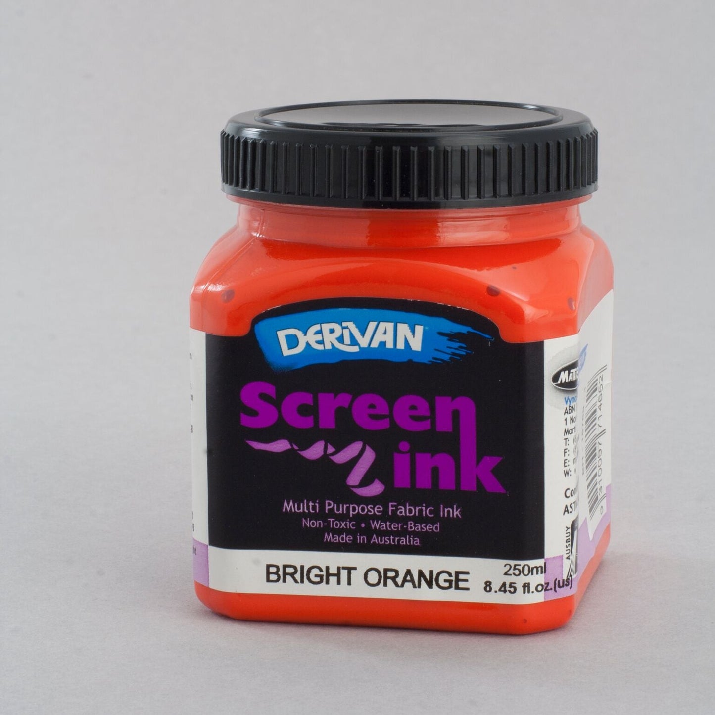 Derivan Screen Ink 250ml Bright Orange - theartshop.com.au