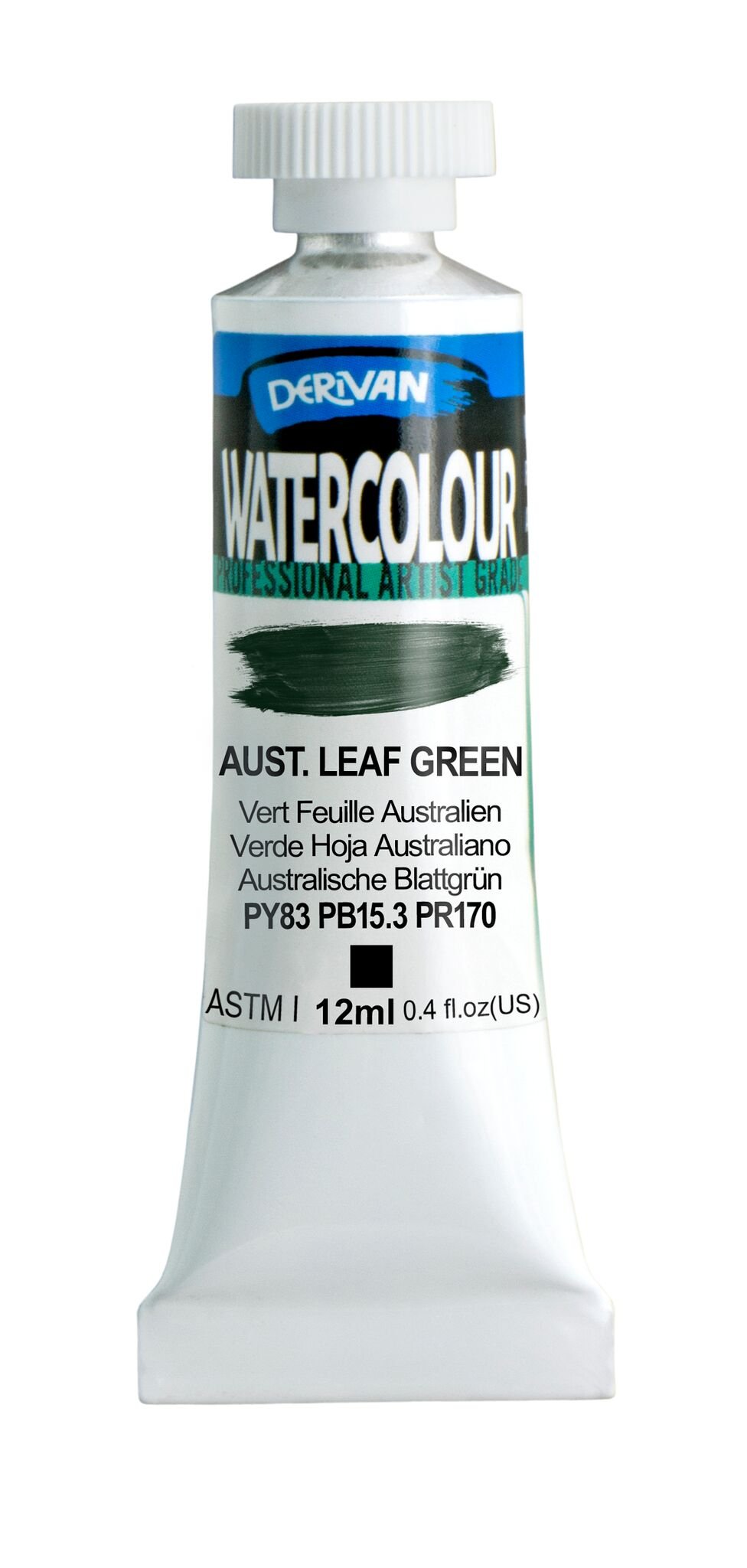 Derivan Watercolour 12ml Aust Leaf Green - theartshop.com.au