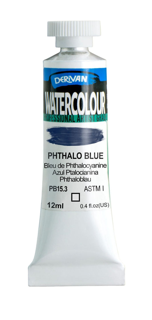 Derivan Watercolour 12ml Phthalo Blue - theartshop.com.au