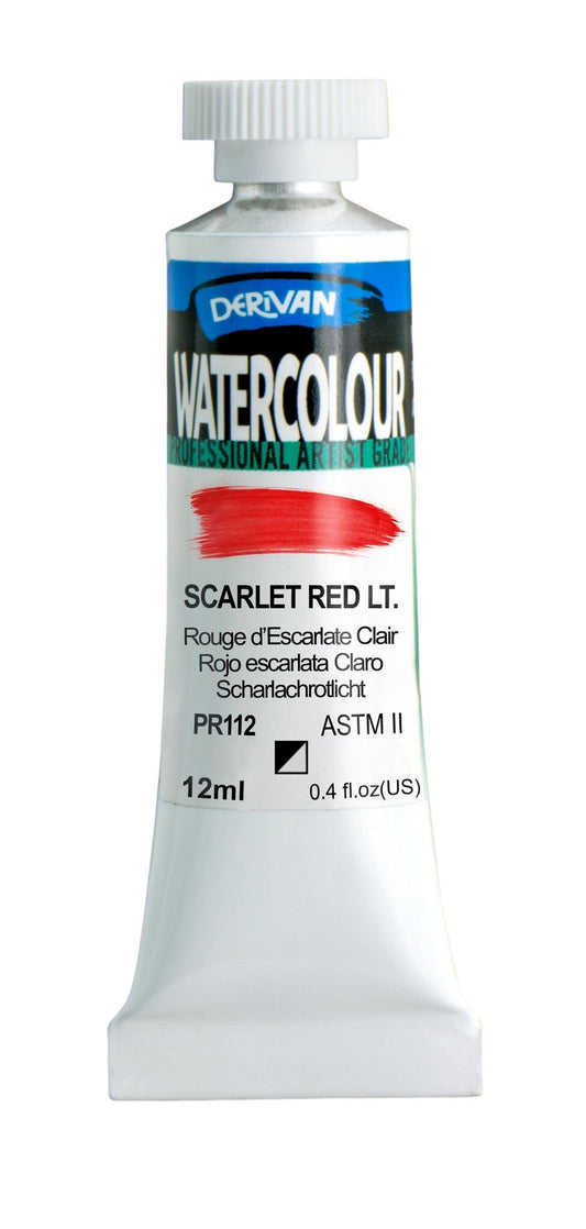 Derivan Watercolour 12ml Scarlet Red Light - theartshop.com.au
