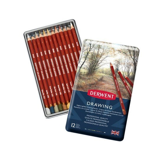 Derwent Drawing Pencils Tin 12 - theartshop.com.au