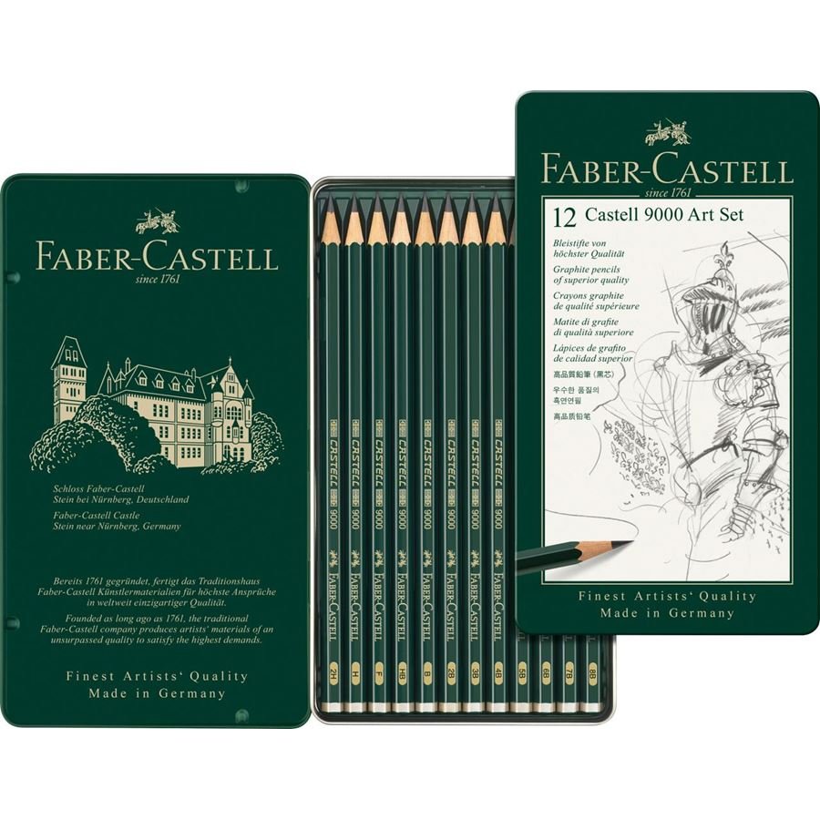 Faber Castell 9000 Graphite Pencils Art Set 12 (8B - 2H) - theartshop.com.au