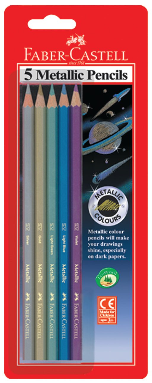 Faber Classic Metallic Colour Pencils Pkt 5 - theartshop.com.au