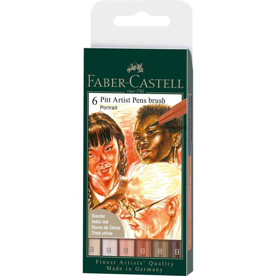 Faber Castell Pitt Artist Brush Pen Set 6 Portrait
