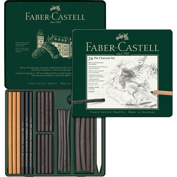 Faber Pitt Charcoal Set 24 - theartshop.com.au